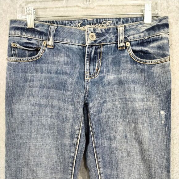 American Eagle Bootcut Jeans  2 x 29 Short Denim Cotton Blue Faded Light Wash - Picture 2 of 10